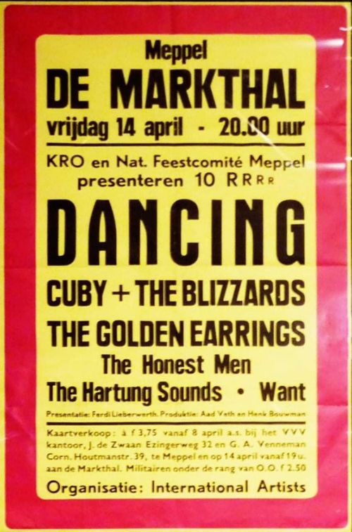 Golden Earrings poster April 14b1967 show Meppel - Markthal